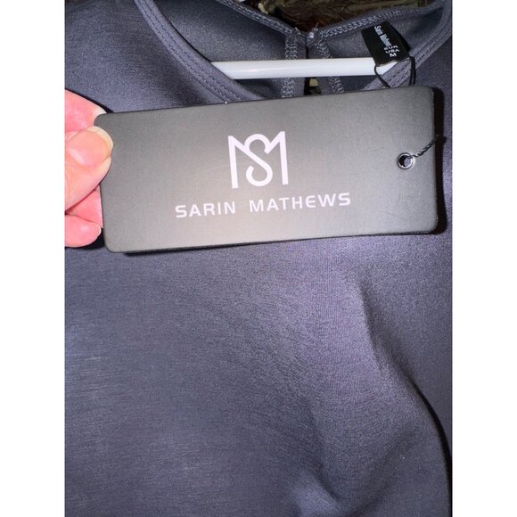 NWT Sarin Mathews Air Essentials Dark Gray Wide-Leg Jumpsuit Keyhole Back Casual - Picture 11 of 16